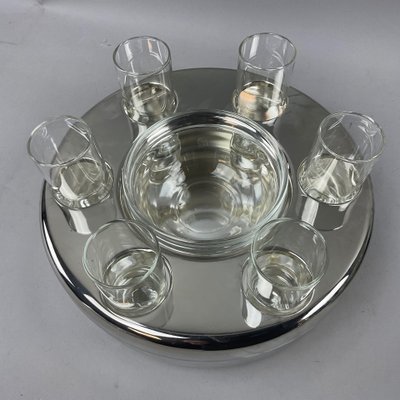Silver-plated vodka and caviar set