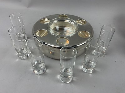 Silver-plated vodka and caviar set