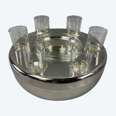 Silver-plated vodka and caviar set