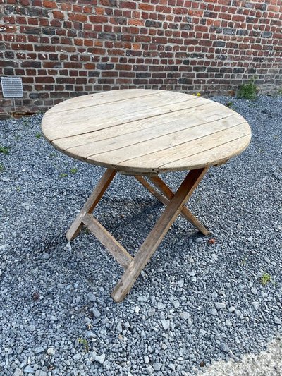 An antique 19th-century fir wood winemaker's table