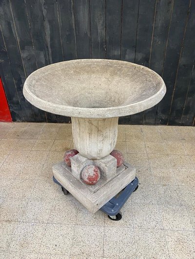 1 Grande bacino da giardino in cemento Art Déco 1930 circa