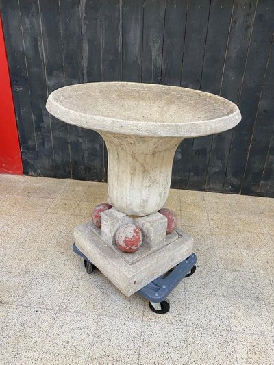 1 Grande bacino da giardino in cemento Art Déco 1930 circa