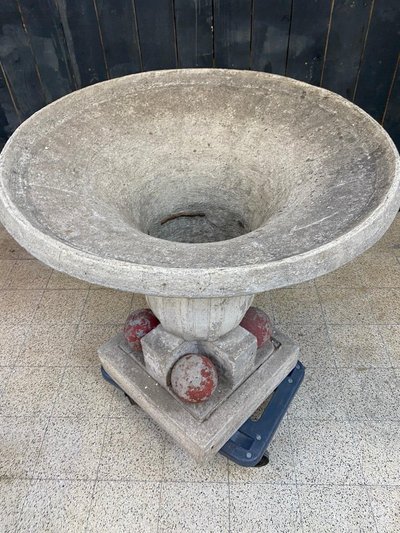1 Grande bacino da giardino in cemento Art Déco 1930 circa