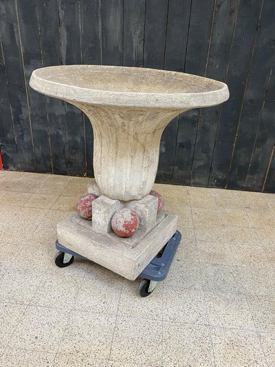 1 Grande bacino da giardino in cemento Art Déco 1930 circa