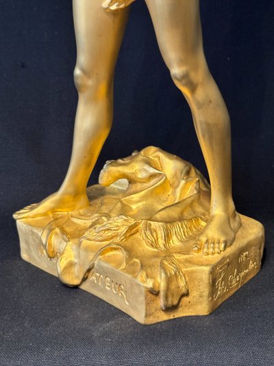 Scultura in bronzo dorato - Félix Charpentier "L'improvisateur" - Colin et Cie