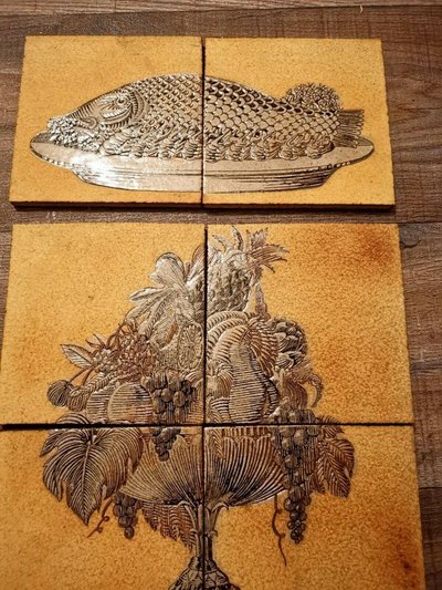 Roger Capron , Fresque De 8 Carreaux En Céramique, Signée, Vallauris Circa 1960/1970
