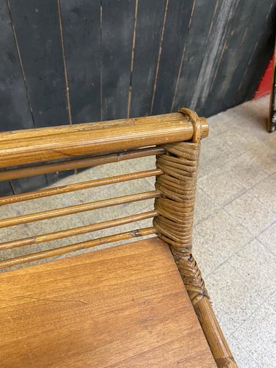 Kleiner Schreibtisch, Oder Desserte Aus Bambus Im Stil Von louis Sognot, Circa 1950/1960