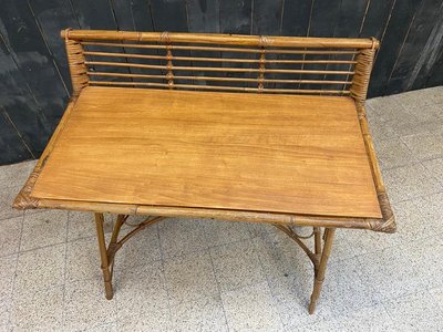 Kleiner Schreibtisch, Oder Desserte Aus Bambus Im Stil Von louis Sognot, Circa 1950/1960