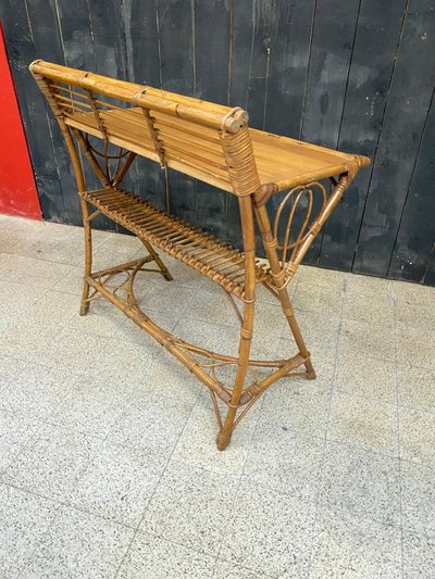 Kleiner Schreibtisch, Oder Desserte Aus Bambus Im Stil Von louis Sognot, Circa 1950/1960