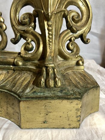 Pare-feu Et Chenets En Bronze, XIXe Siècle