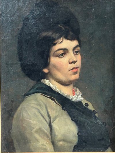 Portrait De Femme Au Collier De Corail Huile Sur Toile XIXéme 