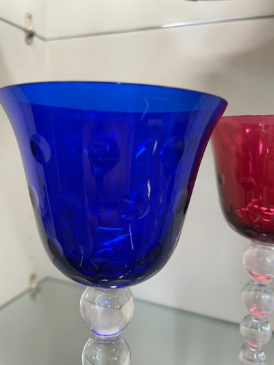 Saint Louis Model Bubbles - 4 Roemers Colored Crystal Glasses H: 24,5 Cm