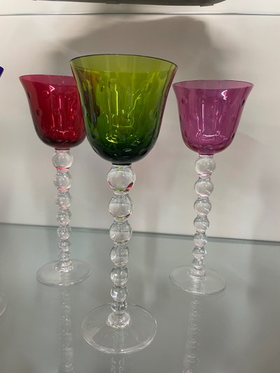 Saint Louis Model Bubbles - 4 Roemers Colored Crystal Glasses H: 24,5 Cm