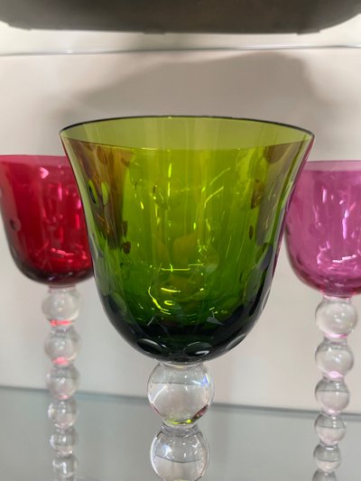 Saint Louis Model Bubbles - 4 Roemers Colored Crystal Glasses H: 24,5 Cm