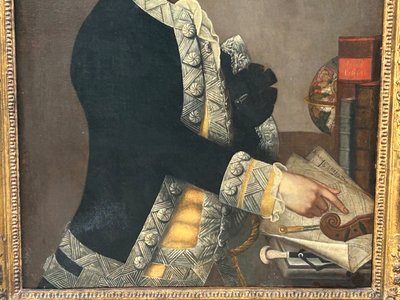 Italienische Schule des 18. Jahrhunderts Porträt eines Gentleman als Architekt und Geiger