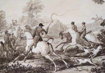 Gravure De Chasse Par Debucourt d'Après Carle Vernet 19ème