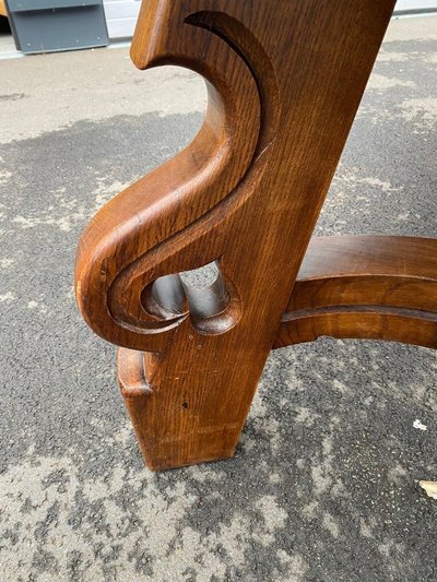 Großer, originaler neorustikaler Tisch aus massiver Eiche, um 1960