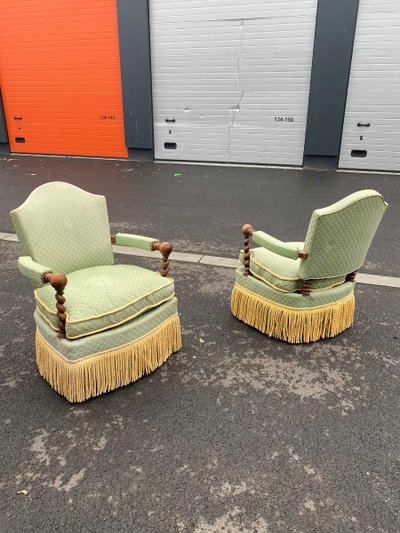 Paire De Fauteuils De Style Napoléon 3  Rustique Circa 1930