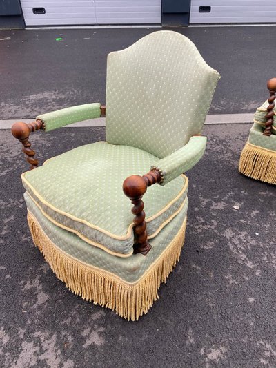 Paire De Fauteuils De Style Napoléon 3  Rustique Circa 1930