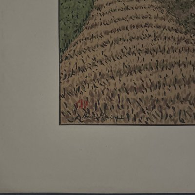 Lithographie par Henri Rivière Au Vent de Noroît - Le Travail des Champs