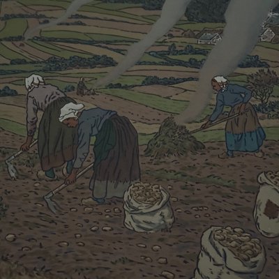 Lithographie par Henri Rivière Au Vent de Noroît - Le Travail des Champs