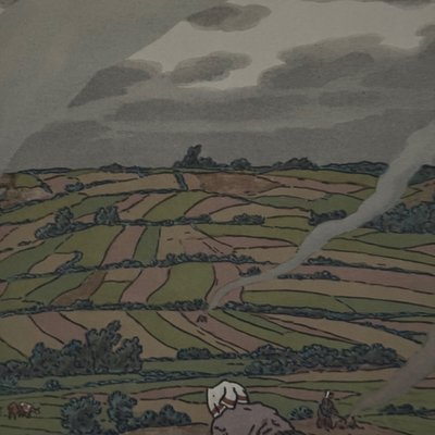 Lithographie par Henri Rivière Au Vent de Noroît - Le Travail des Champs