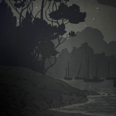 Litografia di Henri Rivière La magia delle ore - La notte