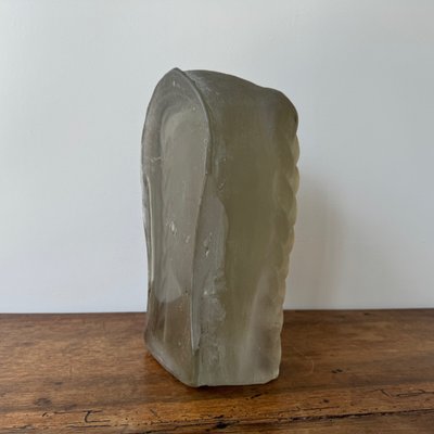 Scultura di Lucien Lafaye, volto femminile in vetro modellato, circa 1950