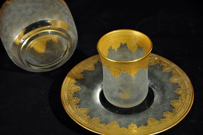 Cristal gravé Service de nuit dorure XIXe siècle