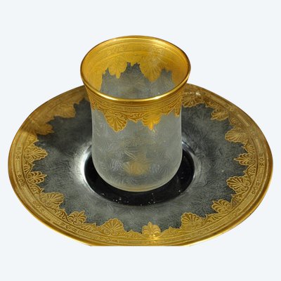 Cristal gravé Service de nuit dorure XIXe siècle