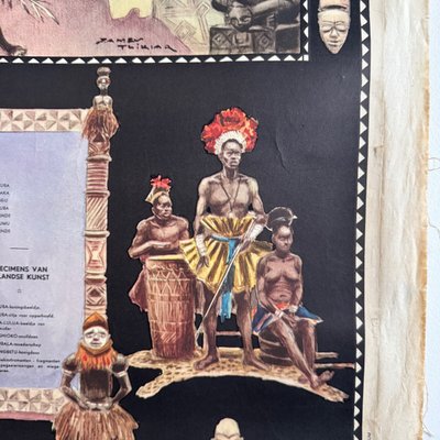 Manifesto coloniale, grande mappa illustrata del Congo Belga, Ruanda-Urundi, 1930