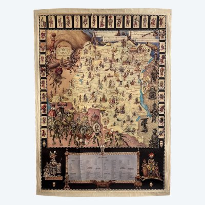 Manifesto coloniale, grande mappa illustrata del Congo Belga, Ruanda-Urundi, 1930