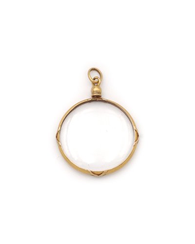 Victorian French 18k gold locket pendant, sentimental round photo holder, souvenir jewelry