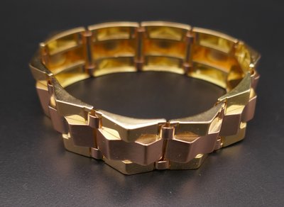 Bracelet Tank En Or Rose Et Or Jaune 18 Carats.