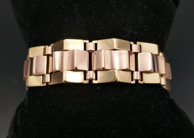 Bracelet Tank En Or Rose Et Or Jaune 18 Carats.