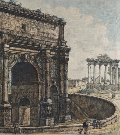 Roma l'Arco di Trionfo di Septime Sévère Incisione antica Architettura del XIX secolo