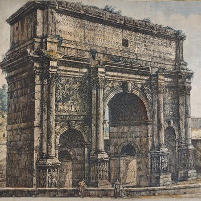 Roma l'Arco di Trionfo di Septime Sévère Incisione antica Architettura del XIX secolo
