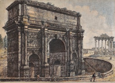 Roma l'Arco di Trionfo di Septime Sévère Incisione antica Architettura del XIX secolo