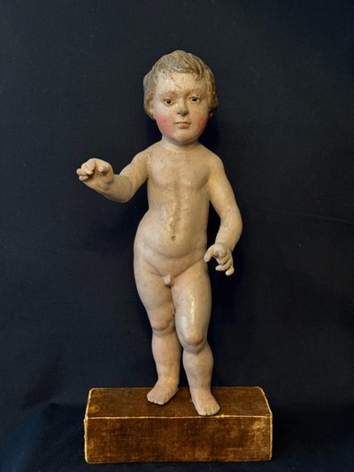 Child in polychrome carved wood France 17th century H42