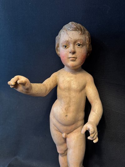 Child in polychrome carved wood France 17th century H42