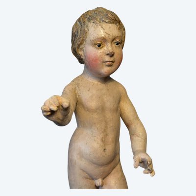 Child in polychrome carved wood France 17th century H42