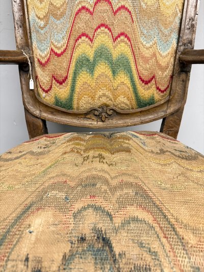 Antique Genoa Louis XIV armchair, late 17th century, Italy 108x47x50 cm, solid walnut