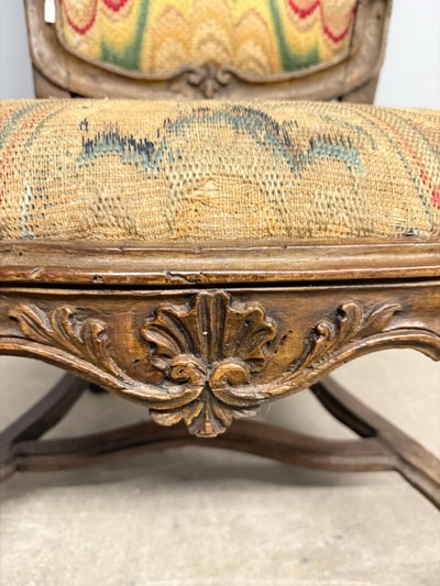 Antique Genoa Louis XIV armchair, late 17th century, Italy 108x47x50 cm, solid walnut