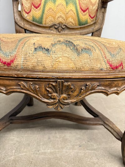 Antique Genoa Louis XIV armchair, late 17th century, Italy 108x47x50 cm, solid walnut