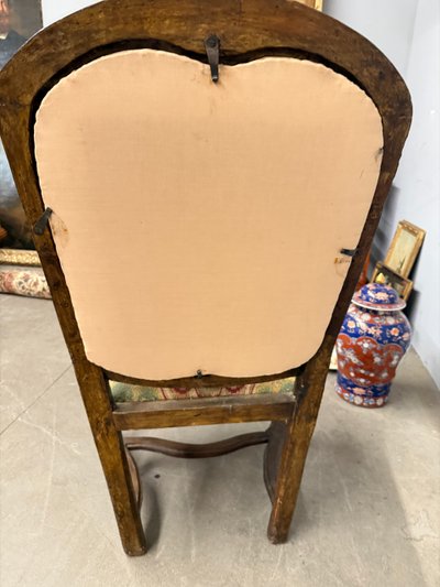 Antique Genoa Louis XIV armchair, late 17th century, Italy 108x47x50 cm, solid walnut