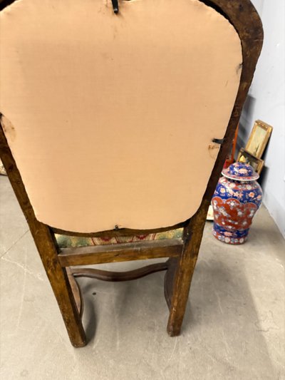Antique Genoa Louis XIV armchair, late 17th century, Italy 108x47x50 cm, solid walnut