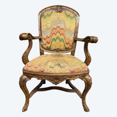 Antique Genoa Louis XIV armchair, late 17th century, Italy 108x47x50 cm, solid walnut
