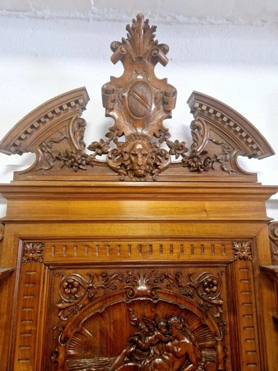 Antique Italian Reniassance Bed Heavily Carved Walnut