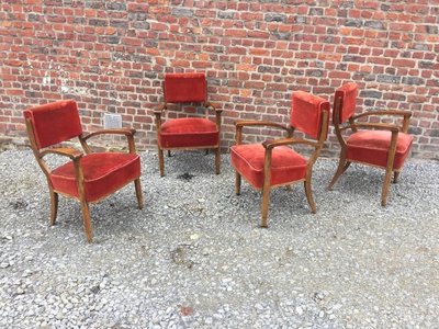 Série de 4 fauteuils Art Deco dans le style d'Eugene Printz
