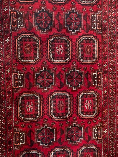 Tapis d'Orient Baloutche Boukhara laine réalisé main Afghanistan Turkménistan